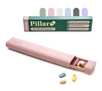 Pillar Plus 7 Day XL Pill Organiser | Weekly Travel Pill Box | Easy Slide to Open Tablet Organiser - 7 XL Compartments | Premium Pill Box for Large Tablets, Supplements, Vitamins | Soft Pink