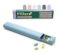 Pillar Plus 7 Day XL Pill Organiser | Weekly Travel Pill Box | Easy Slide to Open Tablet Organiser - 7 XL Compartments | Premium Pill Box for Large Tablets, Supplements, Vitamins | Powder Blue