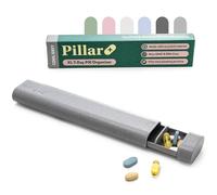 Pillar Plus - Large 7 Day Pill Organiser | BPA-Free Weekly Pill Box | Large Medication & Vitamin Organiser for Travel | Portable Medicine Case | Aesthetic Medication Organizer (Cool Grey)