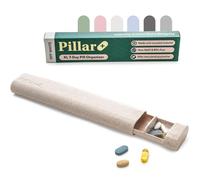 Pillar Plus - XL 7 Day Pill Box Organiser | BPA-Free Wheat Straw Pill Organiser | Beautiful Tablet Organiser for Travel and Home (Off White)