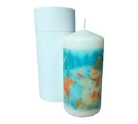 Pillar unscented Wax Christmas Candle Elegant Holiday Festive Candle with Snowman Deer White Gift Box Edition