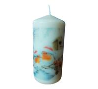 Pillar unscented Wax Christmas Candle Elegant Holiday Festive Candle with The Robin Birds Winter Design