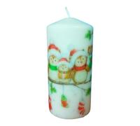 Pillar unscented Wax Christmas Candle Elegant Holiday Festive Three Owls Birds Winter Design