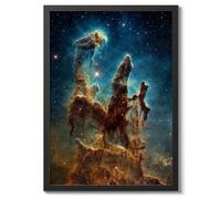 Pillars Of Creation - Hubble Space Poster, Graphic Planets, Stars & Galaxies Art Prints, Sci-fi Bedroom Home Decor, A1 (Black Frame) - 86.9x62.4cm
