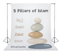Pillars of Islam Poster Print Islamic Wall Art Islamic Wall Art Islamic Educational Poster Muslim Nursery Decor Muslim Homeschool Canvas Wall Art For Room Decor Photography Cloth56x98inch(142x250cm)