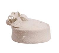 Pillbox Hat Fascinator Beret Wedding Party Top Hat Church Wool Hat for Women - - One Size