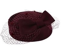 Pillbox Hat Fascinator Beret Wedding Party Top Hat Church Wool Hat for Women - Purple -