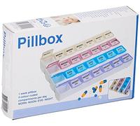 Pillbox Weekly - 7 Days COMPARTMENTS PER Day Morning NOON Evening Night Medication CASE Organiser Color Coded Box