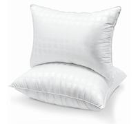 Pillow 50 x 70 cm, Set of 2 Firm Pillows, 100% Microfibre, Anti-Dust Mite, Anti-Allergy, Ergonomic Pillow for Back Sleepers on the Tummy and Breathable Quality Washable Pillows, White