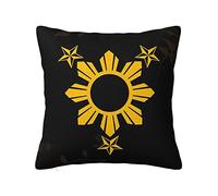 Pillow Case 3 Stars and Sun Filipino Philippines Flag Throw Pillow Cover Plush Square Pillowcase Decorative for Sofa Bed Couch 45x45cm