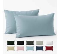 Pillow Case 60 x 40 Reinforced Cotton (Pack of 2) - Light Blue - Tight Fabric 57 Threads/cm² - Pillowcase 40 x 60 - Oeko Tex Certification - Dreamzie