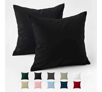Pillow Case 60 x 60 Reinforced Cotton (Pack of 2) - Black - Tight Fabric 57 Threads/cm² - Pillowcase 60 x 60 - Oeko Tex Certification - Dreamzie