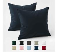 Pillow Case 60 x 60 Reinforced Cotton (Pack of 2) - Dark Blue - Tight Fabric 57 Threads/cm² - Pillowcase 60 x 60 - Oeko Tex Certification - Dreamzie