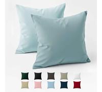 Pillow Case 60 x 60 Reinforced Cotton (Pack of 2) - Light Blue - Tight Fabric 57 Threads/cm² - Pillowcase 60 x 60 - Oeko Tex Certification - Dreamzie