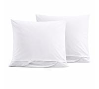 Pillow Case 80 x 80 cm Boil-Proof Envelope Closure White Linon Wash at 95 Degrees 100% Cotton Pack of 2