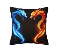Pillow Case Blue And Orange Dragon Serpents Clash Decorative Pillow Protectors Fade Cushion Covers For Bedroom Bed Patio 45X45Cm