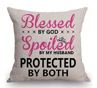 Pillow Case Cover Blessed By God Spoiled By My Husband Cozy Pillow Cases Easy Care Cushion Covers For Bedroom Sofa Hotel 45X45Cm