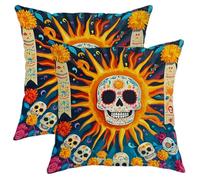 Pillow Case Cover Day Of The Dead Sugar Skull S Decorative Throw Pillow Cases Invisible Zipper Pillowcases For Women Garden Bedroom Set Of 2