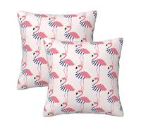 Pillow Case Cover Fun Pink Flamingo Printed Throw Pillow Cases Fade Cushion Covers For Sofa Women Autumn Set Of 2
