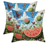 Pillow Case Cover Summer Watermelon Butterfly Garden Fun S Breathable Throw Pillow Cases Machine Washable Pillowcases For Bedroom Autumn Bed Set Of 2