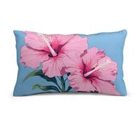 Pillow Case Cover Two Hibiscus Flowers Easy Care Throw Pillow Cases Breathable Throw Pillowcase For Hotel Living Room Sofa 16"X24"