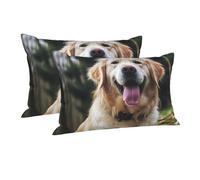 Pillow Case Funny Golden Retriever Queen Cooling Pillowcase Envelope Closure Super Soft Breathable Pillow Covers 14"x20" Wrinkle-Free Bed Pillow Cases for All Season