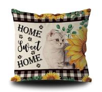 Pillow Case Home Sweet Home Theme Cat With Tabby Invisible Zipper Throw Pillow Cases Wrinkle Pillowcases For Women Autumn Bed