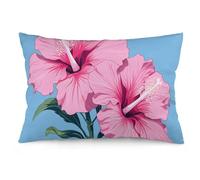 Pillow Case Two Hibiscus Flowers Wrinkle Throw Pillow Cases Modern Pillowcases For Sofa Garden Outdoor 16"X24"