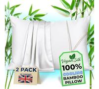 Pillow Cases - 100% Viscose Derived from Bamboo - Cooling Pillowcase - King Size, White, Set of 2 Zippered - for Hot Sleepers - Soft Pillow Covers - by Vegan Silk