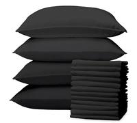 Pillow Cases 12 Pack Black, Soft & Breathable 100% Brushed Microfiber Pillowcase. Anti-Allergic & Machine Washable with Secure Envelope Closure, Multicolor, UK Size 50 × 75 cm