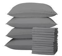 Pillow Cases 12 Pack Grey, Soft & Breathable 100% Brushed Microfiber Pillowcase. Anti-Allergic & Machine Washable with Secure Envelope Closure, Multicolor, UK Size 50 × 75 cm