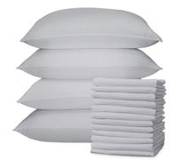 Pillow Cases 12 Pack Silver, Soft & Breathable 100% Brushed Microfiber Pillowcase. Anti-Allergic & Machine Washable with Secure Envelope Closure, Multicolor, UK Size 50 × 75 cm