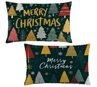 Pillow Cases 2 pack 20 x 30 Cushions Christmas Tree Rectangle Cushion Covers 20x30 cm Landscape Double Sided Printing Velvet Pillow Covers Invisible Zipper for Sofa Bedroom Autumn Decor Gifts LE-681