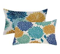 Pillow Cases 2 Pack 20 x 30 Small Cushions Teal Rectangle Cushion Covers 20cm x 30cm Plant Double Sided Printing Linen Pillow Cover with Invisible Zipper for Sofa Bedroom Autumn Decorations Gift,447-j
