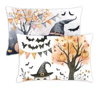 Pillow Cases 2 Pack 30 x 40 Cushions Halloween Rectangle Cushion Covers 30cm x 40cm Landscape Double Sided Printing Velvet Pillow Cover with Invisible Zipper for Sofa Bed Autumn Decoration Gift,131-j