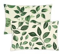 Pillow Cases 2 Pack 30 x 40 Cushions Sage Green Rectangle Cushion Covers 30cm x 40cm Leaf Double Sided Printing Velvet Pillow Cover with Invisible Zipper for Sofa Bedroom Autumn Decorations Gift,265-j