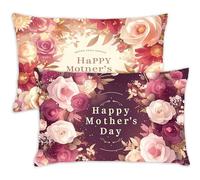 Pillow Cases 2 Pack 30 x 50 Cushions Pink Rectangle Cushion Covers 30cm x 50cm Mother'S Day Double Sided Printing Velvet Pillow Cover with Invisible Zipper for Sofa Bed Autumn Decoration Gift,819-j