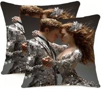 Pillow Cases 2 Pack 35x35cm Abstract Couple Outdoor Garden Cushion Covers Sofa Throw Pillow Linen Decorative Pillows, for Furniture Bedroom Bed With Invisible Zipper Square Pillowx Cases BL0R-101