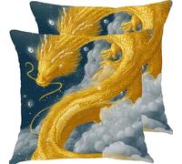 Pillow Cases 2 Pack 35x35cm Dragon Sky Outdoor Garden Cushion Covers Linen Sofa Throw Pillow Pillows Bed Square Pillowx Cases, With Invisible Zipper, for Bedroom Furniture Decorative X0JJ-480