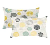 Pillow Cases 2 Pack 40 x 50 Cushions Grey Rectangle Cushion Covers 40cm x 50cm Polka Dots Double Sided Printing Linen Pillow Covers with Invisible Zipper for Sofa Bedroom Autumn Decorations Gift,647-j