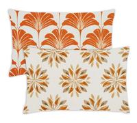 Pillow Cases 2 Pack 40 x 60 Cushions Cream Rectangle Cushion Covers 40cm x 60cm Orange Color Double Sided Printing Velvet Pillow Cover with Invisible Zipper for Sofa Bed Autumn Decoration Gift,21-j