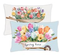 Pillow Cases 2 Pack 40 x 60 Cushions Pink Rectangle Cushion Covers 40cm x 60cm Floral Double Sided Printing Velvet Pillow Covers with Invisible Zipper for Sofa Bedroom Autumn Decorations Gifts,267-j