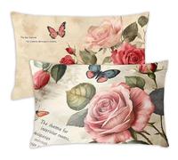 Pillow Cases 2 Pack 40 x 60 Cushions Pink Rectangle Cushion Covers 40cm x 60cm Floral Double Sided Printing Velvet Pillow Covers with Invisible Zipper for Sofa Bedroom Autumn Decorations Gifts,257-j