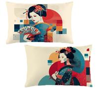 Pillow Cases 2 pack 40 x 60 Large Cushions Japan Rectangle Cushion Covers 40x60 cm Woman Double Sided Printing Velvet Pillow Covers with Invisible Zipper for Sofa Bedroom Autumn Decor Gifts LE-543