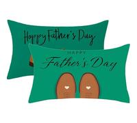 Pillow Cases 2 Pack 40 x 70 Cushions Green Rectangle Cushion Covers 40cm x 70cm Father'S Day Double Sided Printing Linen Pillow Cover with Invisible Zipper for Sofa Bedroom Autumn Decoration Gift,31-j