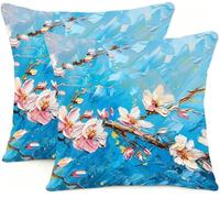 Pillow Cases 2 Pack 40x40cm Cherry Blossom Branch Outdoor Garden Cushion Covers Sofa Throw Pillow Linen Decorative Pillows, for Furniture Bedroom Bed With Invisible Zipper Square Pillowx Cases BL0R941