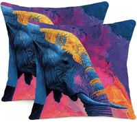 Pillow Cases 2 Pack 40x40cm Elephant Black Outdoor Garden Cushion Covers Sofa Throw Pillow Linen Decorative Pillows, for Furniture Bedroom Bed With Invisible Zipper Square Pillowx Cases BL0R-890