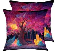 Pillow Cases 2 Pack 40x40cm Tree Pink Outdoor Garden Cushion Covers Linen Sofa Throw Pillow Pillows Bed Square Pillowx Cases, With Invisible Zipper, for Bedroom Furniture Decorative X0JJ-802