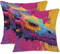 Pillow Cases 2 Pack 45x45cm Dragon Color Outdoor Garden Cushion Covers Sofa Throw Pillow Linen Decorative Pillows, for Furniture Bedroom Bed With Invisible Zipper Square Pillowx Cases BL0R-505