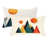 Pillow Cases 2 Pack 50 x 60 Cushions Beige Rectangle Cushion Covers 50cm x 60cm Mountain Double Sided Printing Linen Pillow Covers with Invisible Zipper for Sofa Bedroom Autumn Decorations Gifts,137-j